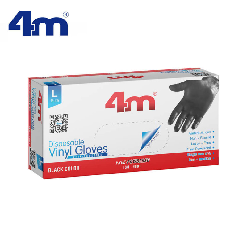 قفازات فينيل بدون بودرة فور ام مقاس L
