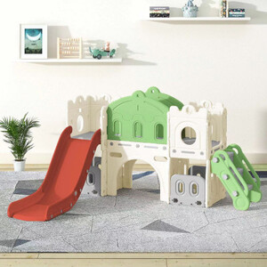 بيبي لف  زحليقة كبيرة مع جسر ومنطقة العاب وكورة سلة 185X221X106 سم اخضر 28-001-11G