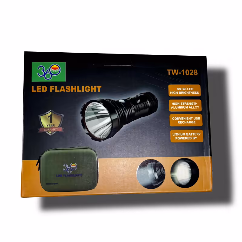 كشاف 360 الأصدار الجديد بقوة 1800 لومن قوه تصل الى 1000 متر LED قابل لأعاده الشحن USB