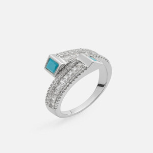 ‎ خاتم نسائي مميز باللون الفضي