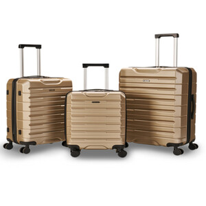 طقم شنط سفر مكون من 3 حقائب أمتعة لون ذهبي مقاس 28"/24"/20" بوصة