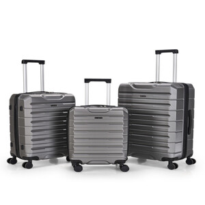 طقم شنط سفر مكون من 3 حقائب أمتعة لون رمادي غامق مقاس 28"/24"/20" بوصة