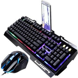 طقم كيبورد لوحة مفاتيح ميكانيكية مع ماوس  بمنفذ وماوس ألعاب ضوئي، طراز