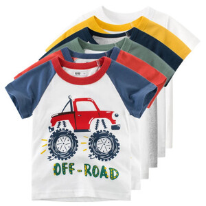 2-10 Years Cartoon Car Print Boys & Girls T-Shirt Summer Kids Clothing Cotton Top, Short-Sleeve, Children's Pants – Dropshipping