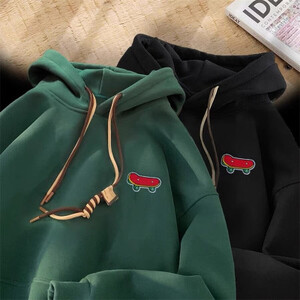 الخريف Kawaii سكيت الجرافيك هودي الرجال الجديد في القطن الصوف الرجعية قمصان سويت شيرت بقلنسوة الهيب هوب موضة Y2K البلوز هوديس