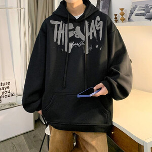 الخريف شارع العليا إلكتروني طباعة المتضخم هوديي للرجال جديد الهيب هوب موضة مقنعين البلوز Y2K خمر كنزة قطيفة