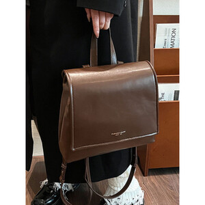 Preppy نمط المرأة براون حقائب الظهر رفرف بولي Leather الجلود ساحة حقائب كتف سعة كبيرة الإناث تنوعا الترفيه حقيبة مدرسية