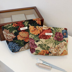 أسود أسفل أوريول الذيل زهرة حقيبة مستحضرات تجميل سستة متعددة الوظائف حقيبة مستحضرات تجميل اليومية مخزن للمكياج حقيبة أدوات الزينة المحمولة