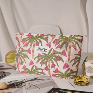 1 قطعة شجرة جوز الهند الإغاثة سعة كبيرة المرأة متعددة الوظائف حقيبة يد منتجات العناية بالبشرة حقيبة التخزين مستحضرات التجميل حقيبة التخزين