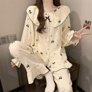 جديد الفتيات منامة مجموعات الأميرة نمط دمية طوق الترفيه ارتداء طويلة الأكمام السراويل الطويلة أربعة الموسم ملابس المنزل رقيقة لينة جديد