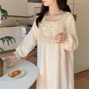 الأميرة المرجان الصوف ملابس خاصة البشكير الفتيات Kawaii فضفاض منامة الترفيه ارتداء غرفة نوم الخريف الشتاء الأسرة الملابس ملابس خارجية