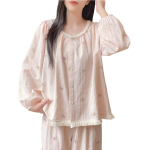 فتاة شابة مقوس دانتيل منامة مجموعات الأميرة فضفاضة طويلة الأكمام Kawaii الحلو الترفيه ارتداء ربيع الخريف ملابس الفتاة هدية خارج