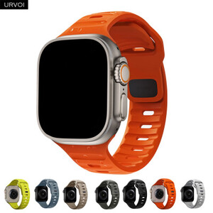 حزام من السيليكون URVOI لساعة أبل الترا 3 2 Series 11 10 9 8 7 6 SE3 لسوار معصم iWatch قابل للتنفس وإغلاق الدبوس