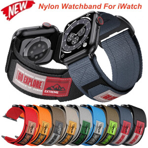حزام نايلون لساعة أبل باند 49 ملم 45 ملم 44 ملم S10 46 ملم سوار حلقة منسوج متوافق مع Iwatch Serise 10 8 7 9 Ultra 6 5 SE
