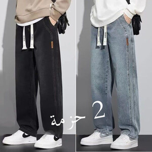 بنطلون جينز مستقيم متعدد الاستخدامات للرجال، ماركة عصرية بأرجل واسعة، مقاس كبير، فضفاض وطويل، ملابس شبابية كاجوال مقاومة للبلى