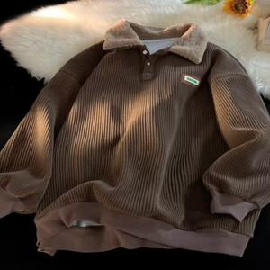 سترة رجالية بياقة من قماش الكوردروي، سميكة ودافئة للخريف والشتاء، فضفاضة بأسلوب ياباني عتيق متعدد الاستخدامات