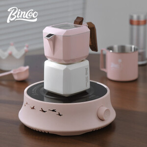 BINCOO صمام مزدوج موكا وعاء مربع إبريق قهوة إسبرسو وعاء القهوة استخراج صانع مجموعة للمنزل وفي الهواء الطلق موقد كهربائي 220 فولت