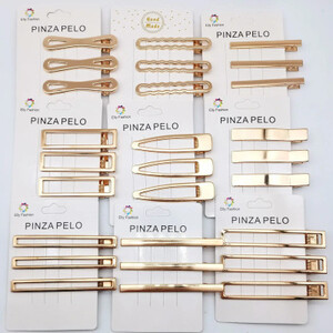3 قطع من دبابيس الشعر المعدنية البسيطة الكورية للنساء، مشبك جانبي مجوف، مشبك شعر ذهبي اللون، إكسسوارات شعر مكسورة