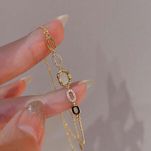 2025 جديد فاخر الزركون سلسلة أساور للنساء أنيقة الذهب اللون ساحة أوبال قابل للتعديل سوار مجوهرات الحفلات هدايا