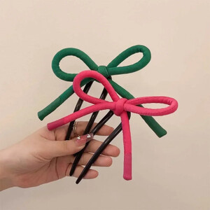 الفتيات الحلو الشريط مقاطع الشعر القوس الكبير الشعر العصي U على شكل الوردي دبوس الشعر للنساء القوس العلوي كليب الإناث إكسسوارات الشعر