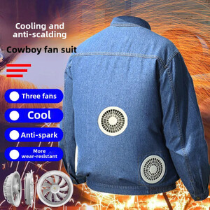 ملابس عمل رعاة البقر للرجال، زي صيفي لتكييف الهواء، ملابس مروحة تبريد عاكسة لمصنع المكاتب