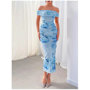 CPSYMYM فستان نسائي مثير بفتحة ضيقة وطباعة الورك فستان صيفي جديد مطوي أنيق للحفلات بكتف واحد فستان نسائي