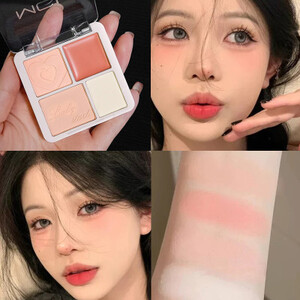 4 ألوان الحب القلب مسحوق أحمر الخدود لوحة الطبيعية ماتي اللون منخفضة التشبع الطبيعي لطخة الكورية أحمر الخدود روج ماكياج الوجه رخيصة