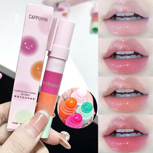 مجموعة بلسم الشفاه المرطب بأربعة ألوان من كابوفيني مقاومة للماء تدوم طويلاً وسهلة التلوين غير اللامع 4 ألوان مجموعة أحمر الشفاه مكياج العناية بالشفاه