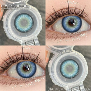EYESHARE 2 قطعة عدسات لاصقة ملونة للعيون عدسات عين زرقاء للتلاميذ عدسات بنية عدسات لاصقة خضراء مكياج تجميل 6 أشهر