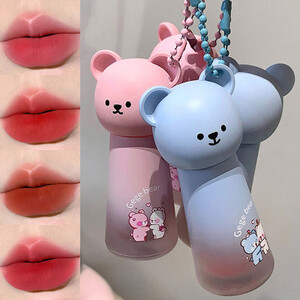 Gege Bear لطيف الدب الأحمر البني ماتي ملمع الشفاه مقاوم للماء دائم سهل التلوين الطماطم الأحمر مثير أحمر الشفاه تينت اللون ماكياج طبيعي