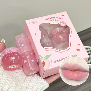 الفراولة ترطيب بلسم الشفاه وزيت الشفاه مجموعة خفيفة ترطيب مهدئا الشفاه العطاء لتخفيف جفاف مجموعة العناية بالشفاه ماكياج