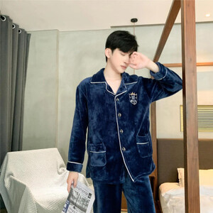 الرجال الخريف الشتاء الفانيلا طويلة الأكمام سترة التلبيب Homewear بيجامة دعوى الجملة ملابس خاصة سميكة الدافئة