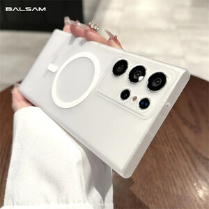 حافظة شفافة غير لامعة رفيعة للغاية لهاتف Magsafe لهاتف سامسونج S25 S24 S23 S22 Ultra Plus غطاء شفافة صلبة مغناطيسي للشحن اللاسلكي