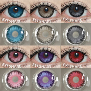 AMARA زوج واحد من العدسات اللاصقة الحمراء التنكرية للعيون عدسات وردية للمكياج عدسات أرجوانية عصرية للنساء Colorcon