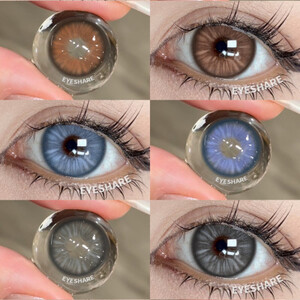 AMARA زوج واحد من العدسات اللاصقة الملونة للعيون، عدسات للاستخدام السنوي باللون البني الطبيعي، عدسات لاصقة متعددة الألوان، عدسات تلاميذ رمادية