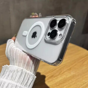واضح ل Magsafe اللاسلكية تهمة جراب هاتف آيفون 16 15 14 13 12 11 برو ماكس زائد غطاء شفاف أكريليك مغناطيسي صغير