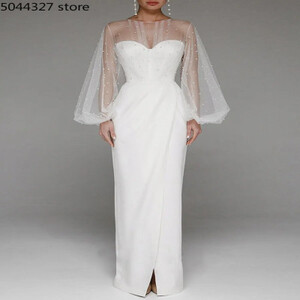 فساتين زفاف مثيرة للنساء عادية س الرقبة الصلبة فستان طويل فضفاض الربيع والصيف فساتين مسلمة المرأة فستان سهرة Vestidos