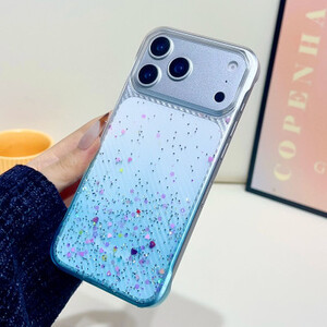 التدرج الترتر القلب بريق واضح قضية الهاتف آيفون الهواء 17 16 15 14 13 برو ماكس زائد فرملس رقيقة جدا الصلب PC غطاء