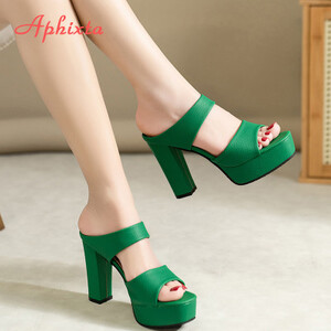 Aphixta منصة الشرائح 10 سنتيمتر سوبر صندل كعب عالٍ الصيف أحذية امرأة أنيقة الشرائح الحفلات أحذية مثير خارج الكعوب حجم 42
