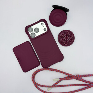 التوت مصاصة حامل هاتف تموج سيليكون المغناطيسي غطاء آيفون 13 ~ 17 برو ماكس طويل قصير الحبل الملحقات