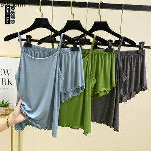 صيف جديد مشروط بروتيل مثير منامة قطعتين مجموعة رقيقة فضفاضة السراويل متعدد الألوان كبيرة الحجم بيجامة مجموعة السيدات خدمة المنزل دعوى