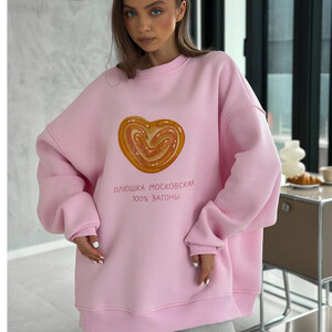 موسكو كعكة الطباعة س الرقبة البلوز المرأة الوردي رقيقة الخريف 2025 هوديس المرأة طويلة الأكمام النمط الروسي فضفاض الكورية الموضة