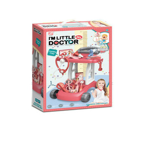 عربة دكتور مع اكسسوارات وردي