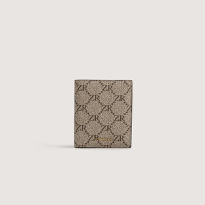 ‎ محفظة وميدالية نسائية من الجلد بلون بني