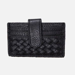 ‎ محفظة نسائية من الجلد بلون أسود