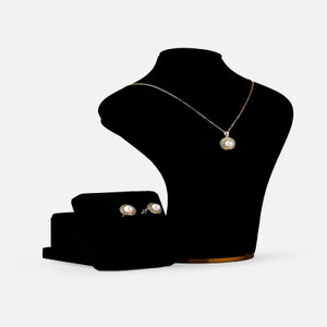 ‎ طقم نسائي من حلق وسلسال بلون ذهبي