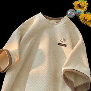 تي شيرت رجالي صيفي عصري مكون من قطعتين على الطراز الأمريكي فضفاض مناسب بنصف كم ملابس ماركة عصرية