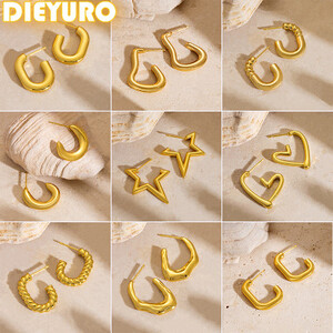 DIEYURO 316L الفولاذ المقاوم للصدأ الذهبي القلب ستار خطوط أقراط للنساء موضة جديدة الاتجاه الأذن ترصيع مجوهرات الحفلات هدايا عيد