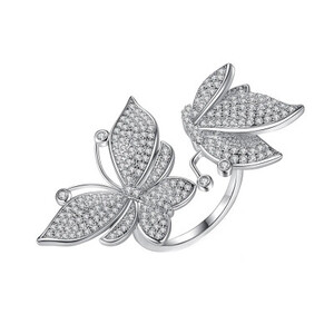 Cwwzans مايكرو تمهيد زركون حجر هندسي فراشة شكل فتح الكفة كبيرة فاخرة المشاركة خواتم حفلات الزفاف J0185