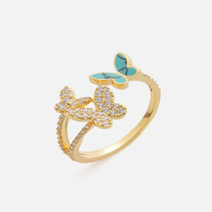 ‎ خاتم نسائي بتصميم ناعم بلون ذهبي